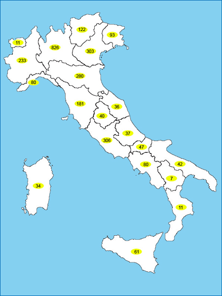 Italia cartina regioni iscritti ny marathon 2012